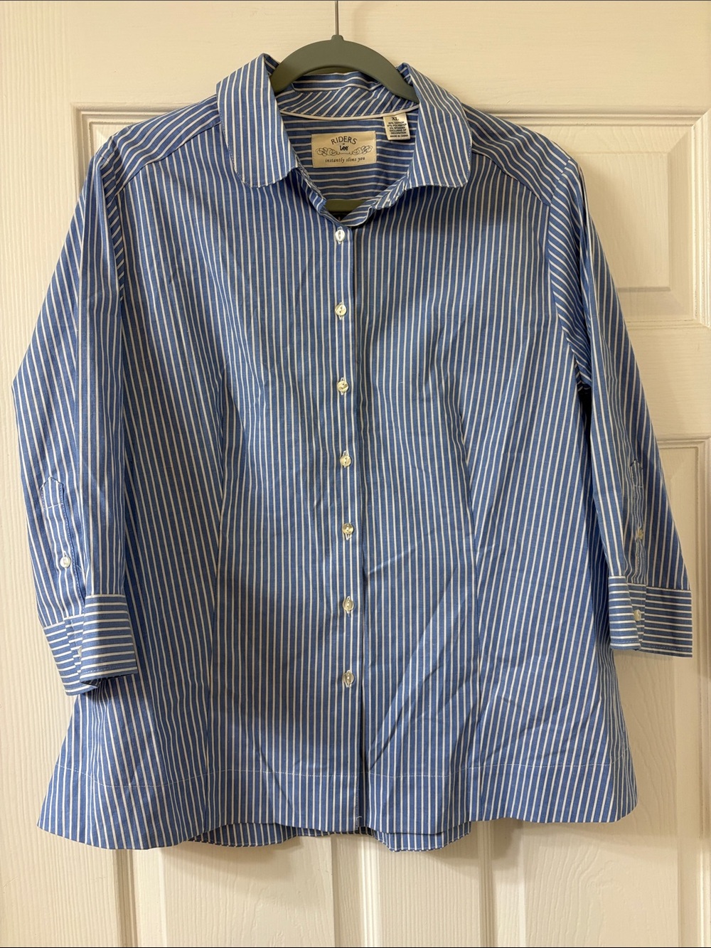 Riders by Lee Blue & White Vertical Stripe Button-Up
